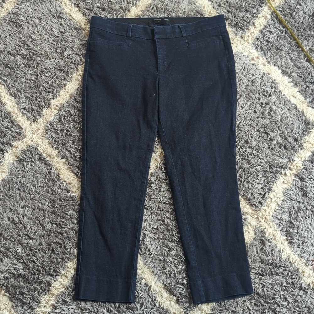 Banana Republic Sloan Crop Dark Denim Petite 8 Pant with Belt Loops